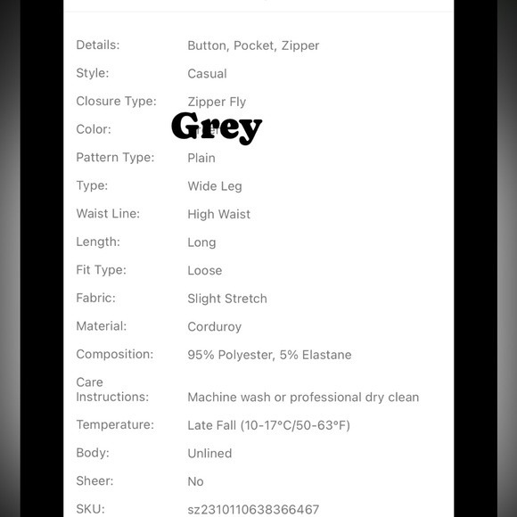 Stylish Corduroy Wide-Leg Pants/Large/Grey - Picture 7 of 17